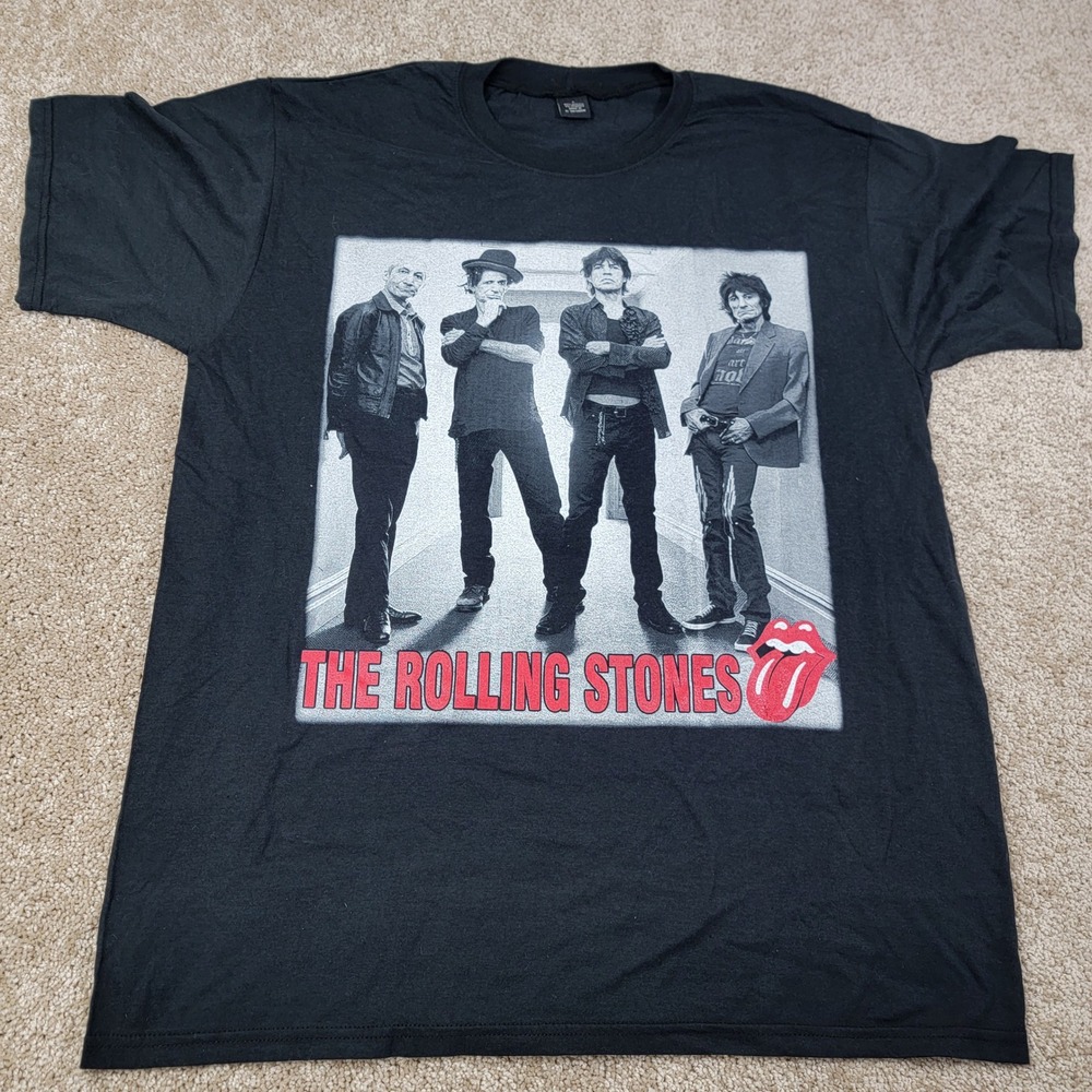 The Rolling Stones Band T Shirt Mens Large Black Rock Music Graphic Tee